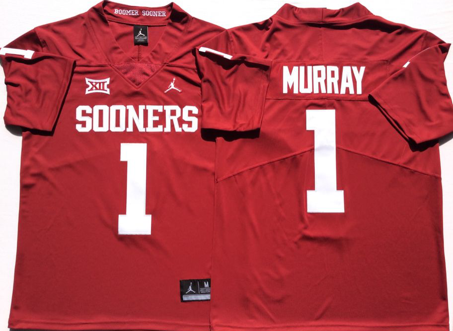 NCAA Men Oklahoma Sooners Red #1 MURRAY->ncaa teams->NCAA Jersey